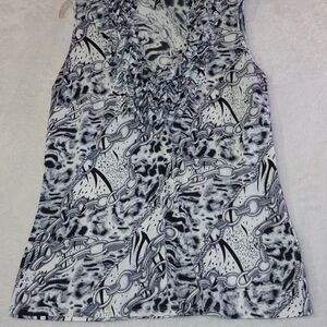 Elegant Monochrome Women's Blouse Chain And Animal Print